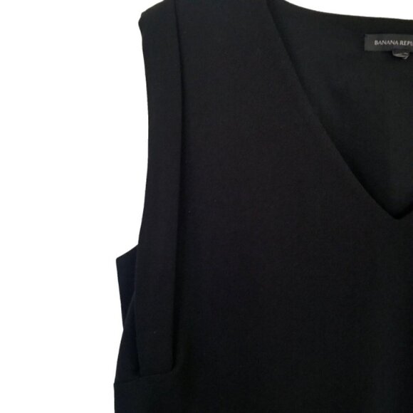 Banana Republic Blouse Womens V Neck Sleeveless Black Shirt Side Slits - Picture 9 of 9